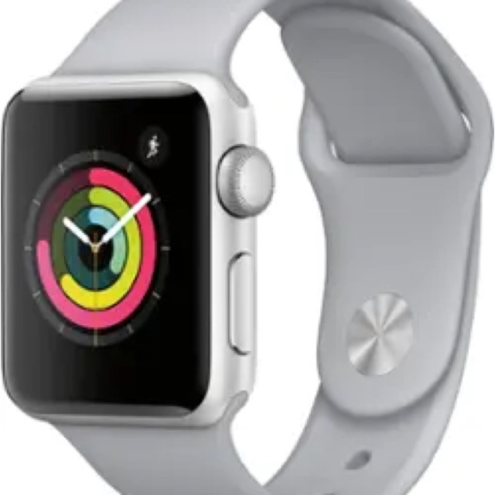 Apple Smartwatch with Silver Frame and Gray Band